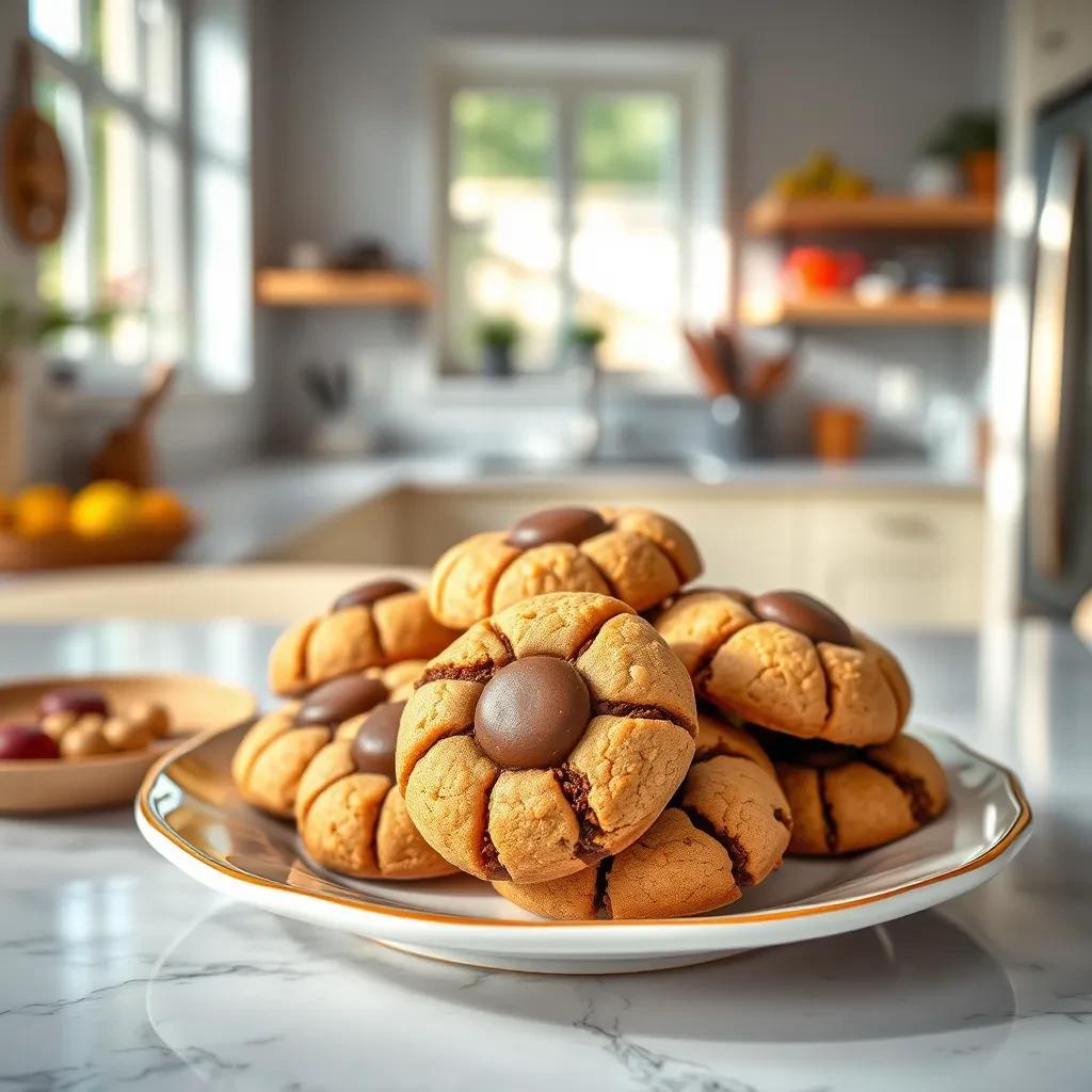 Chocolate Peanut Butter Blossoms recipe