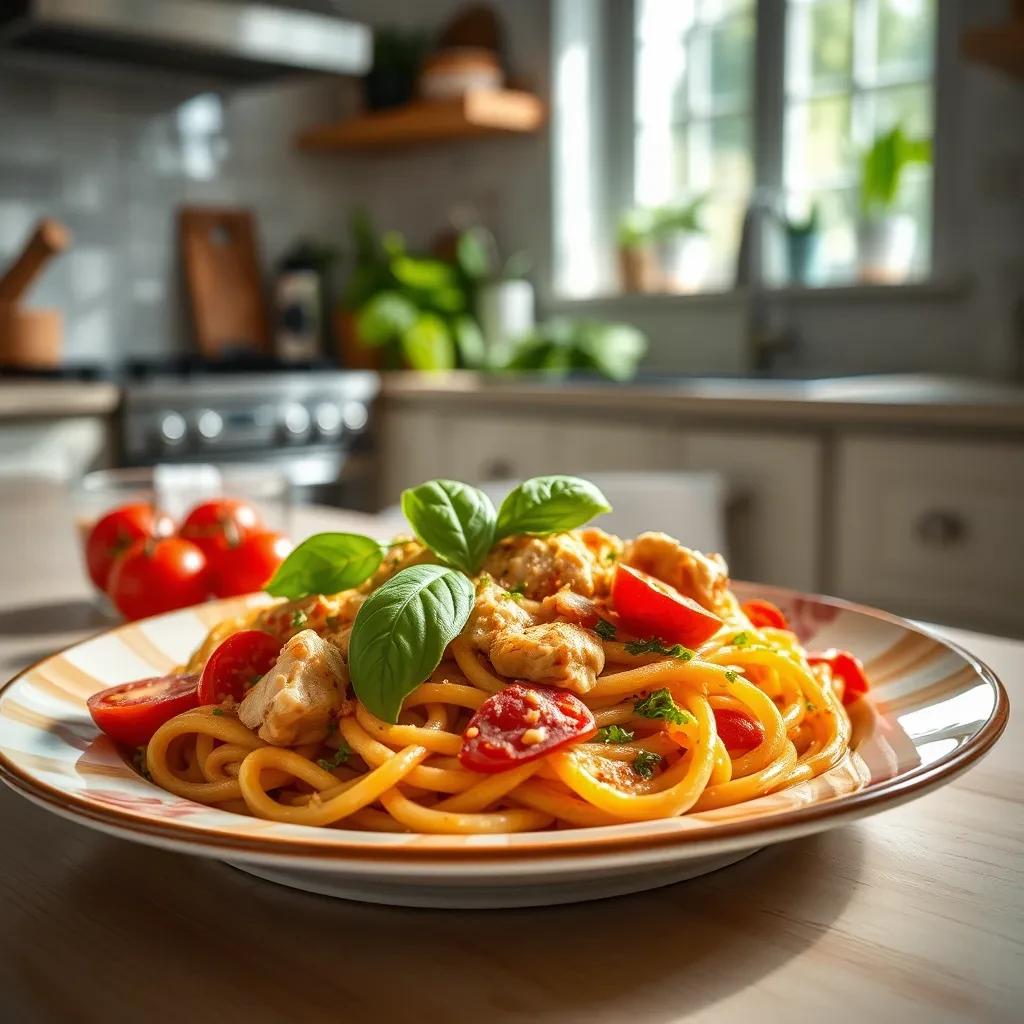 Creamy Tomato Basil Chicken Pasta recipe