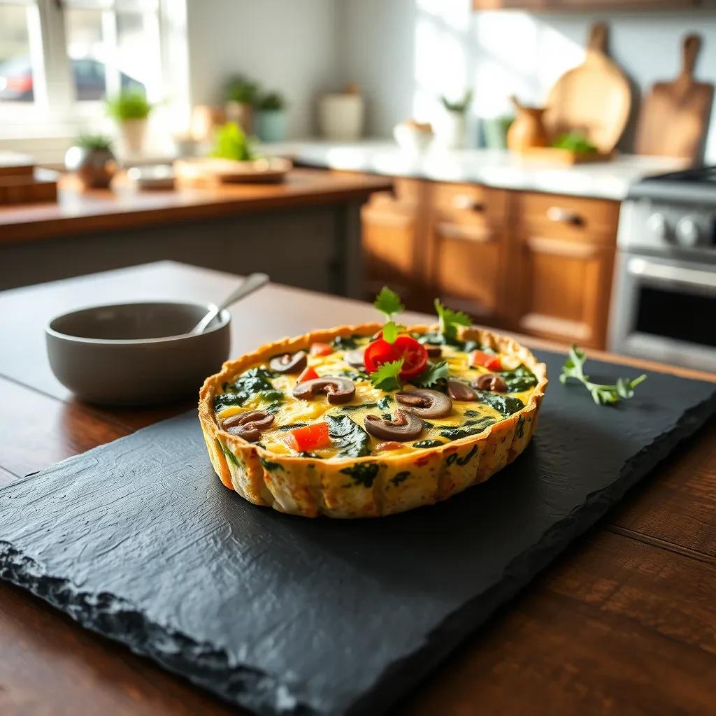 Crustless Spinach and Mushroom Quiche recipe