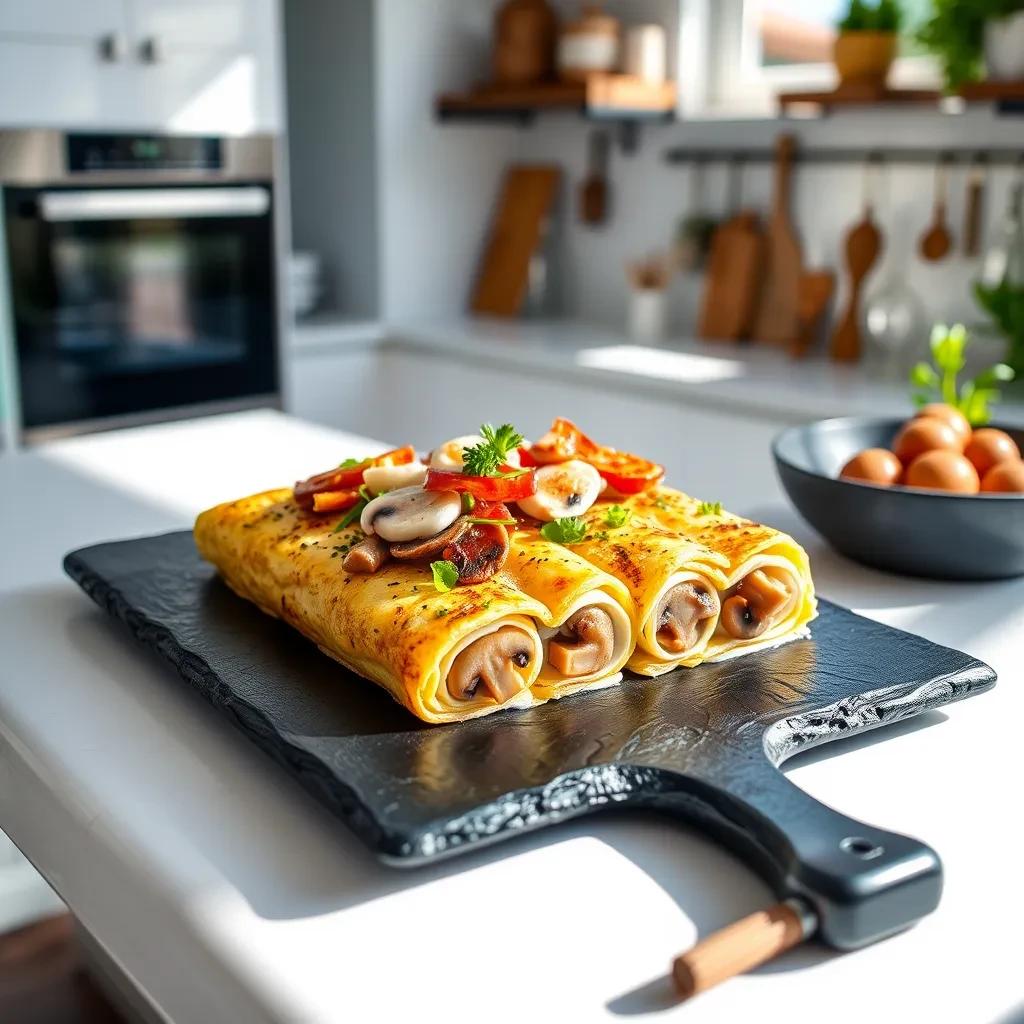 Mushroom and Mozzarella Tamagoyaki recipe