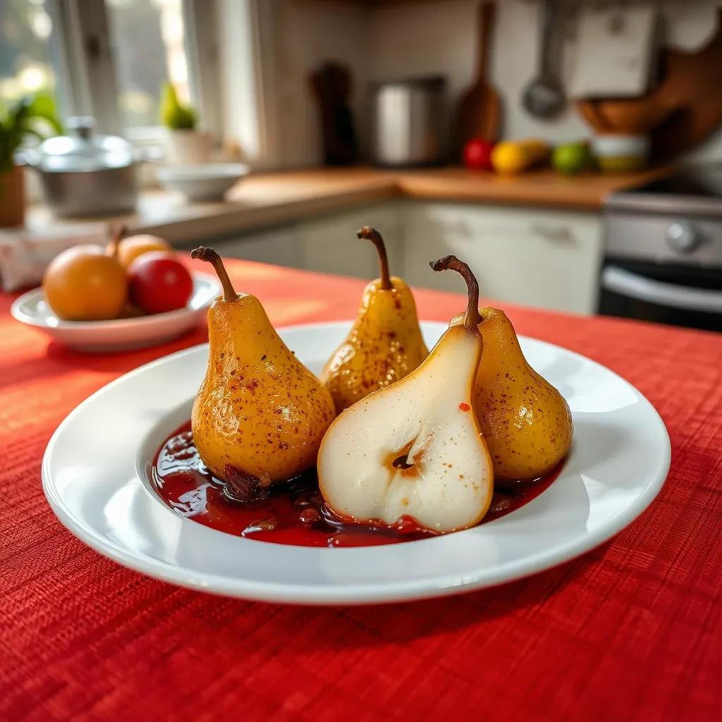 Pears Poached in Red Wine recipe