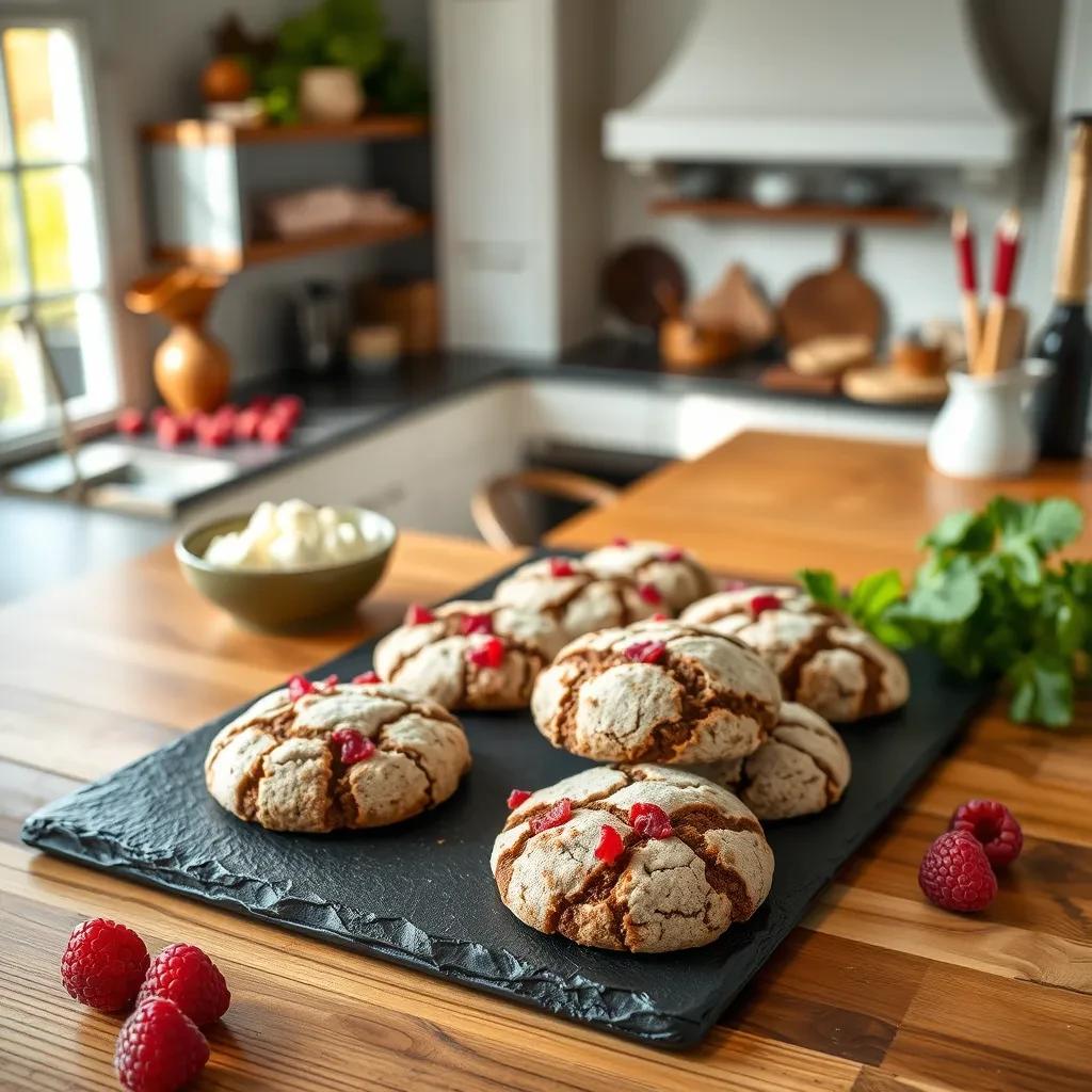 Raspberry Molasses Crinkle Cookies recipe