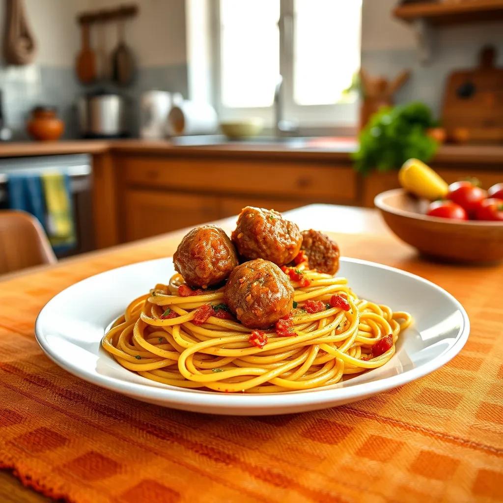 Savory Spaghetti with Hearty Meatballs recipe