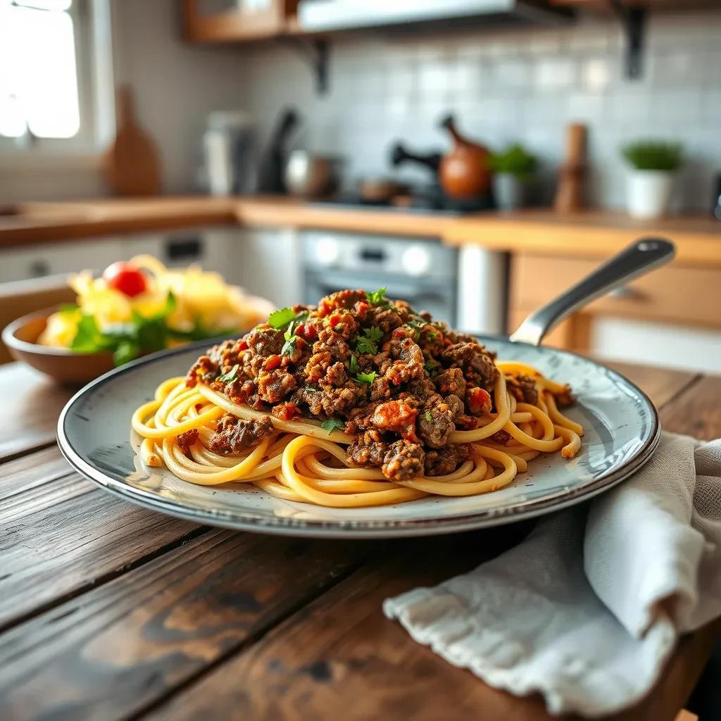 Skillet Spaghetti with Ground Beef recipe