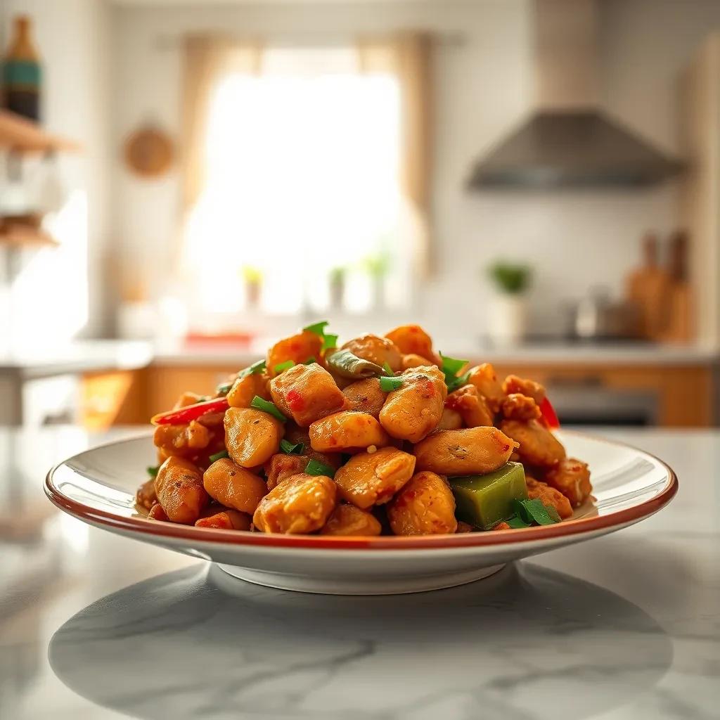 Spicy Peanut Chicken Stir Fry Dish recipe