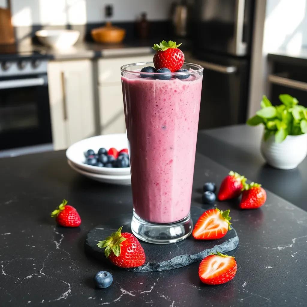 Strawberry Blueberry Oatmeal Smoothie recipe