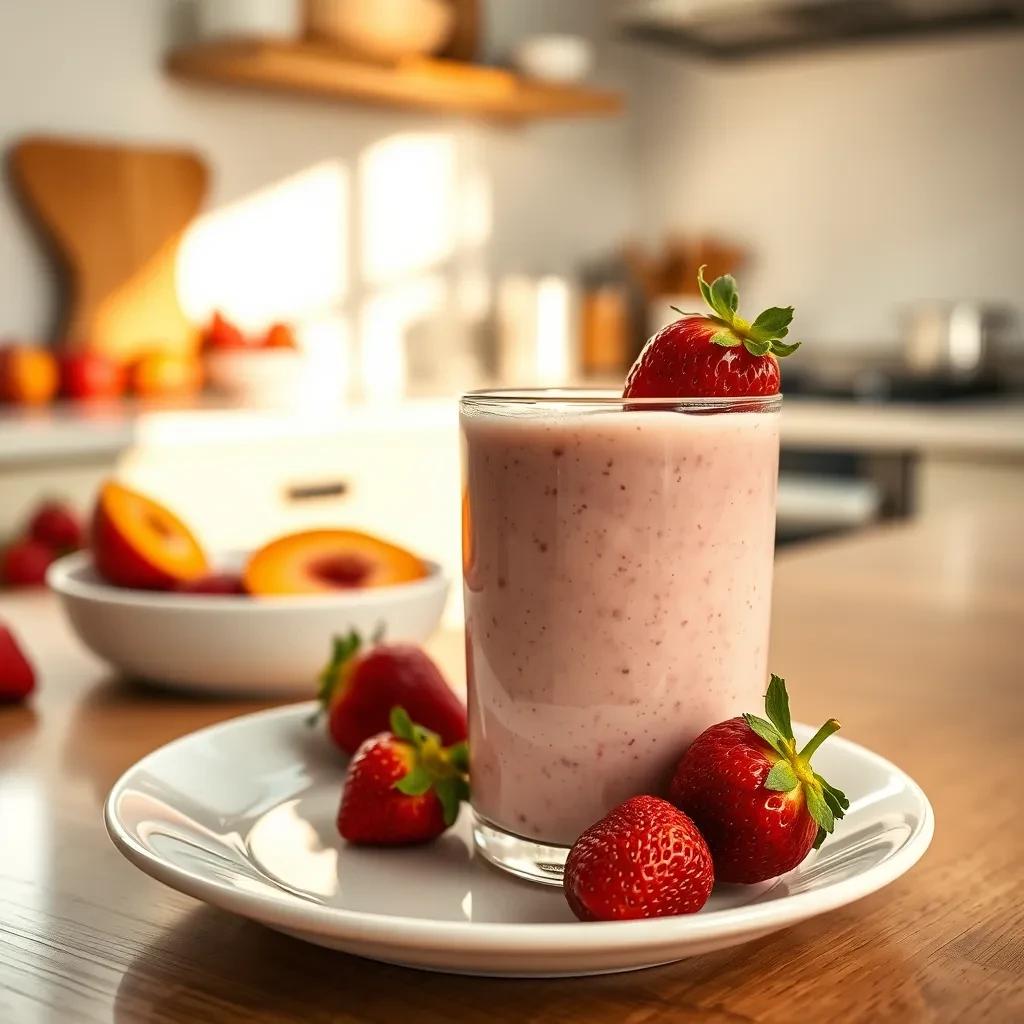 Strawberry Peach Greek Yogurt Smoothie recipe