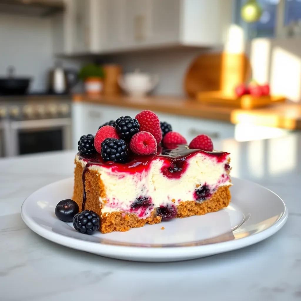 Triple Berry Cheesecake Poke Cake Delight recipe