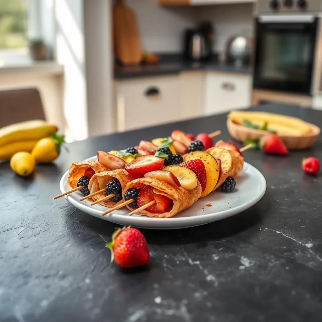 Fruit Kebab Crepes recipe