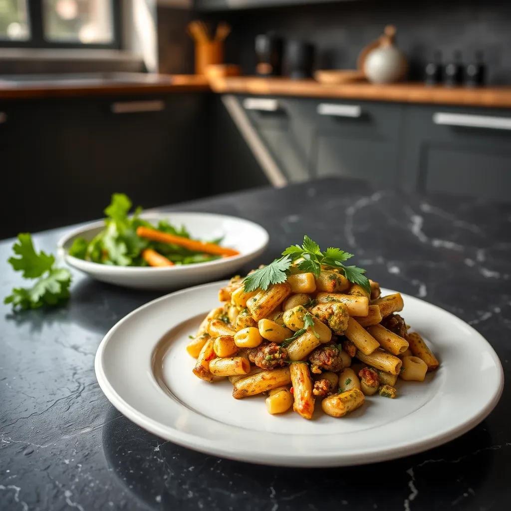 Pesto Hamburger Pasta recipe