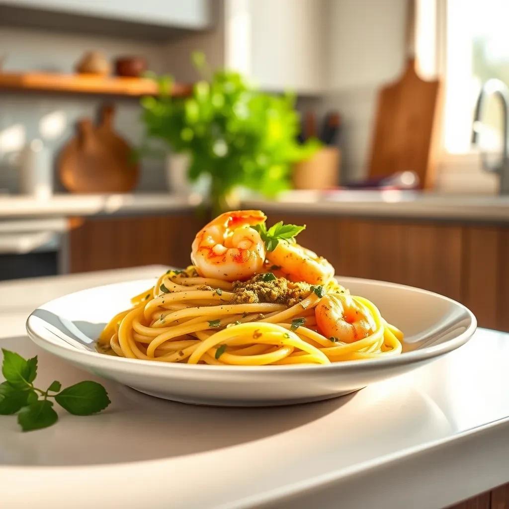 Pesto Shrimp Pasta Dish recipe