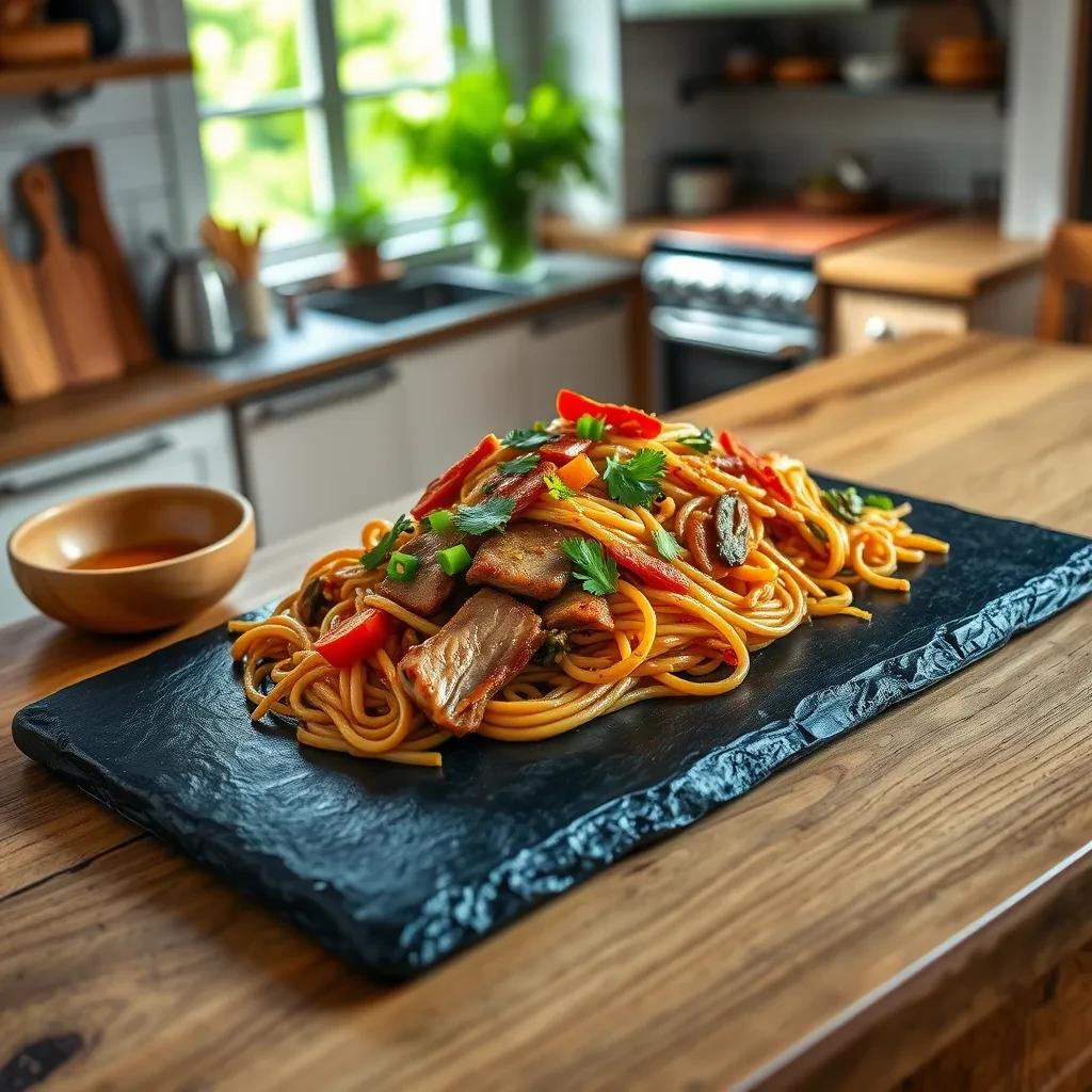 Savory Pork Chow Mein recipe