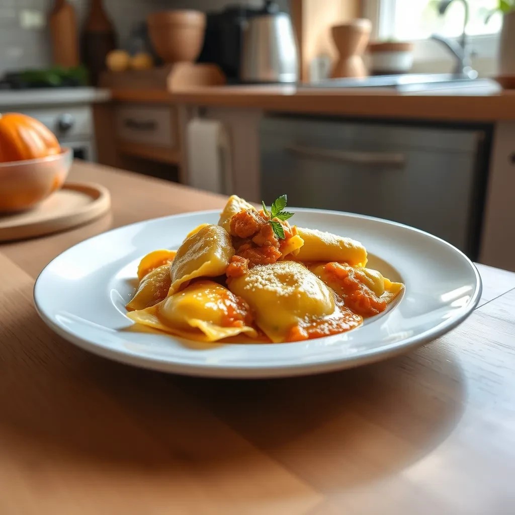 Pumpkin Sauce Cheese Ravioli recipe