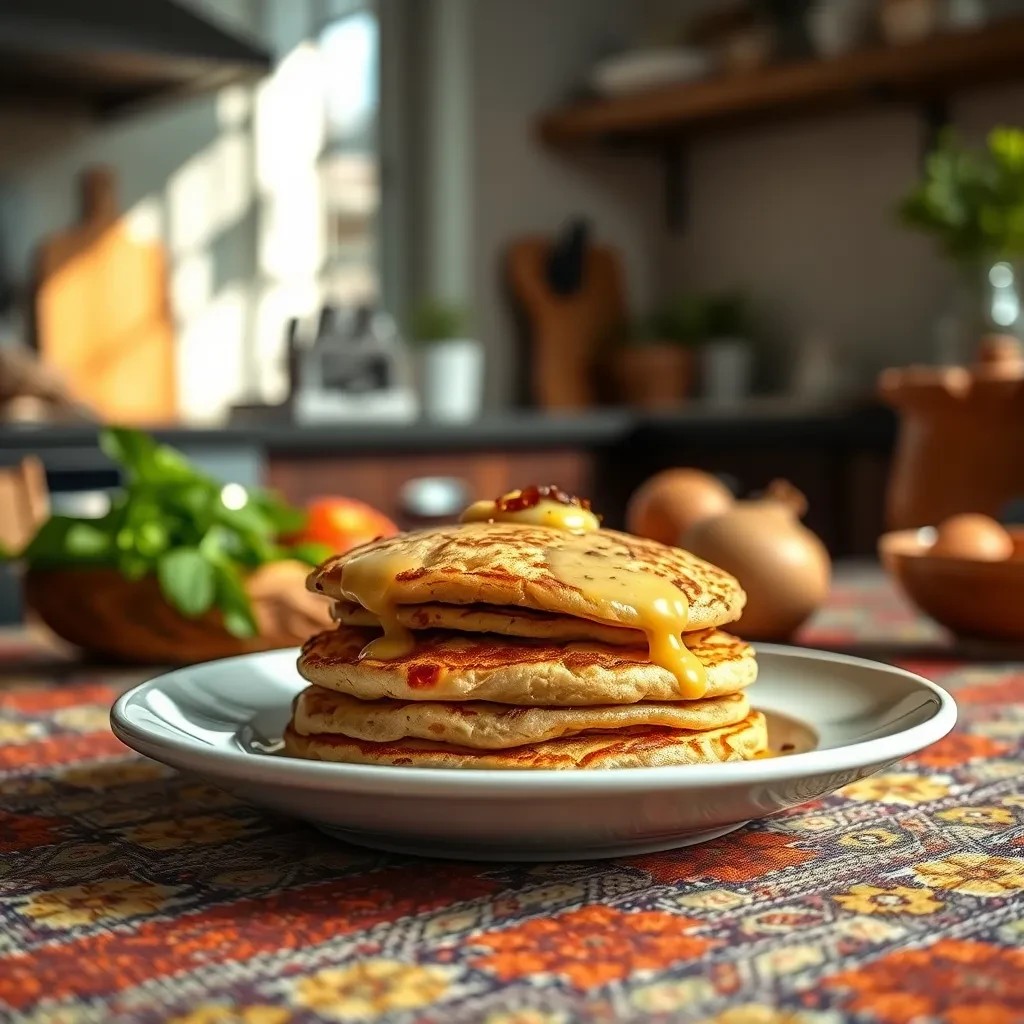 Cheesy Wheat Pancakes recipe