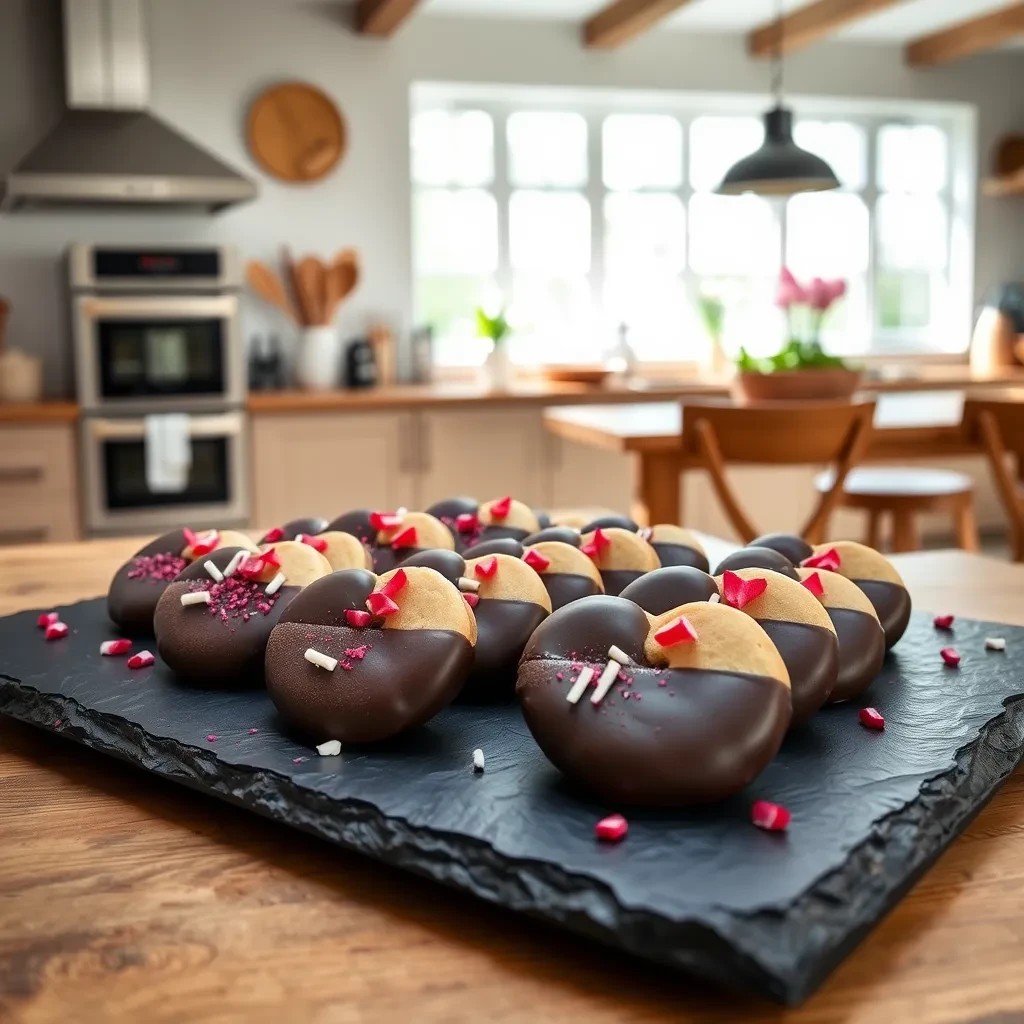 Chocolate-Dipped Butter Valentine Cookies recipe