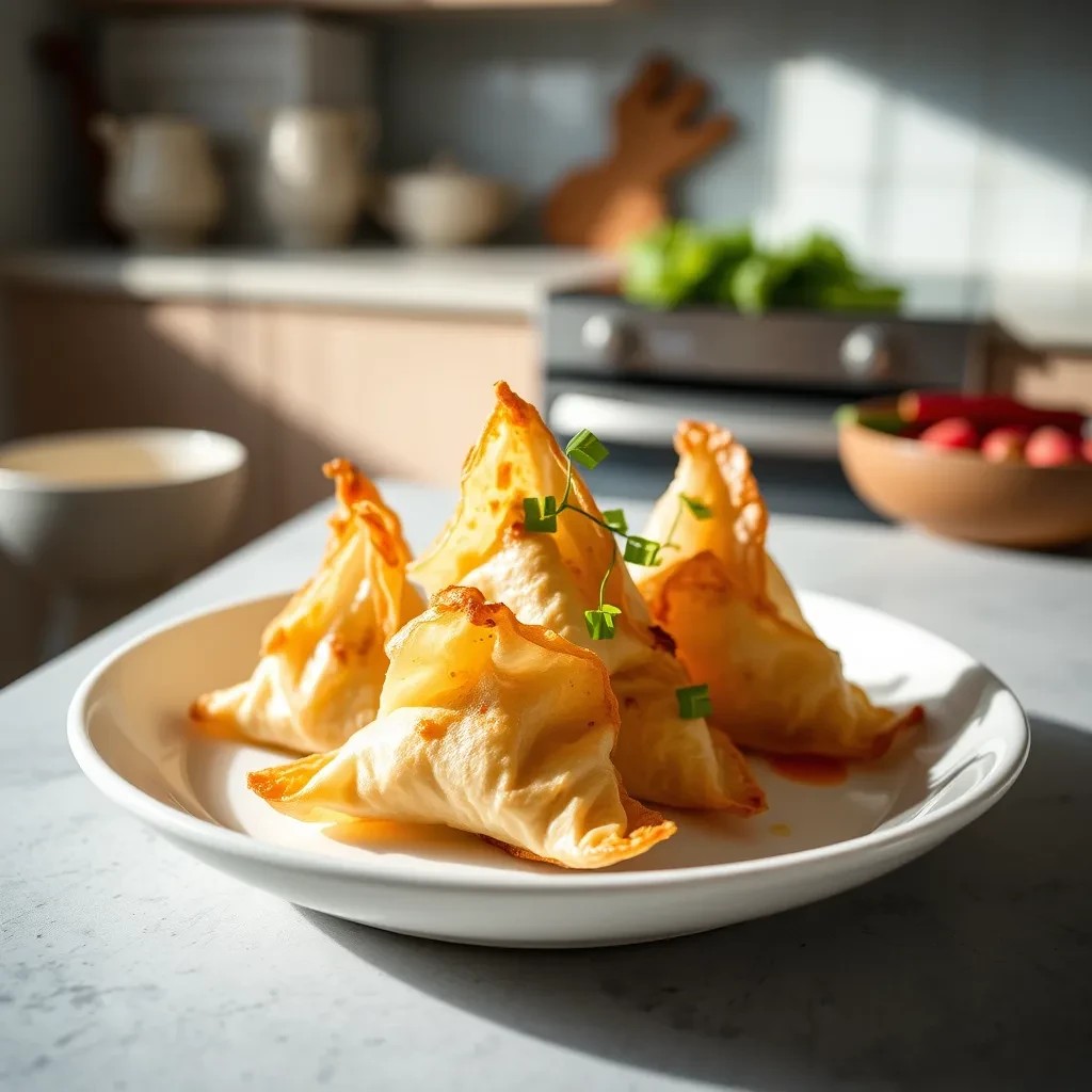 Crispy Rhubarb Wontons recipe