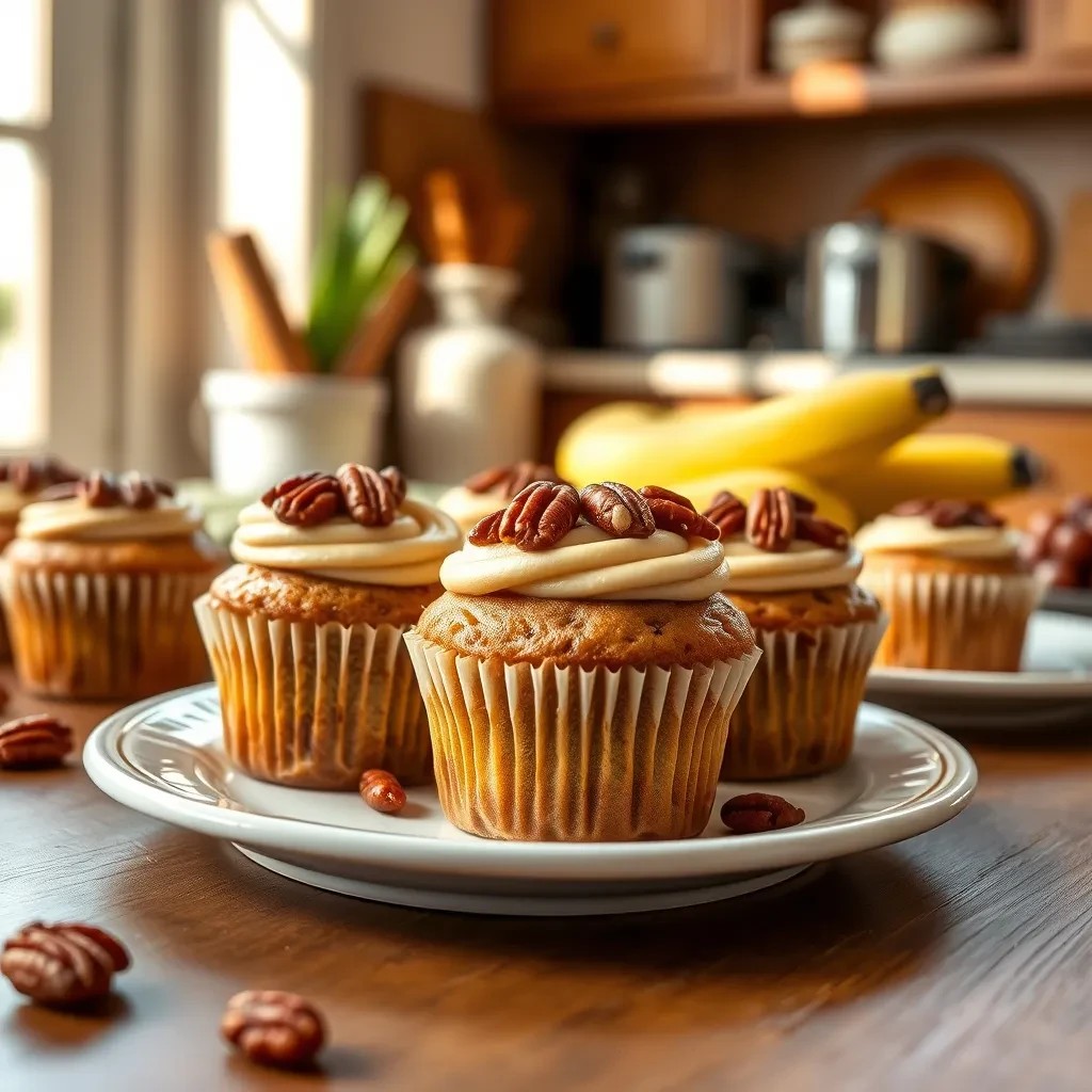 Delicious Pecan Banana Cupcakes recipe