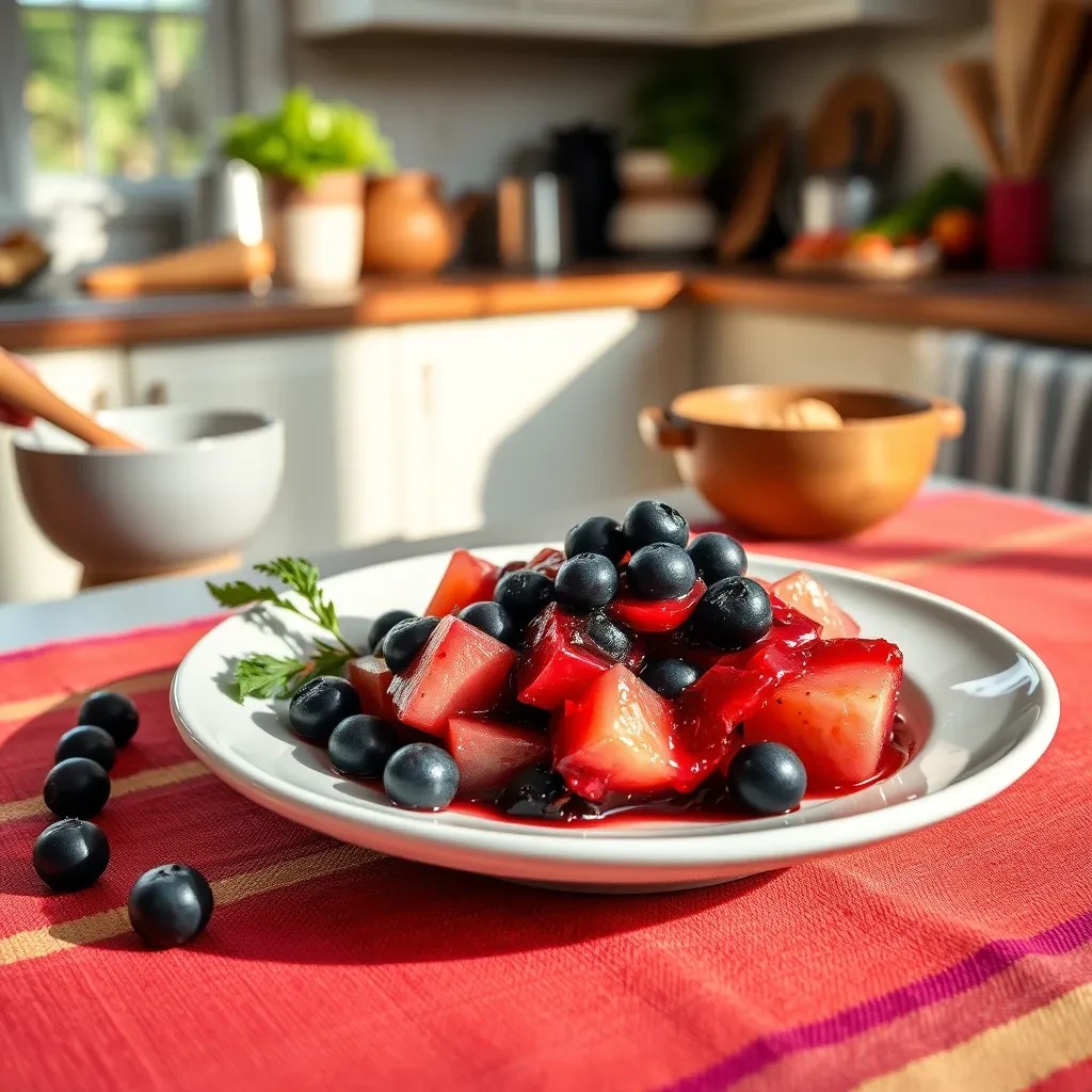 Delicious Rhubarb Blueberry Compote recipe