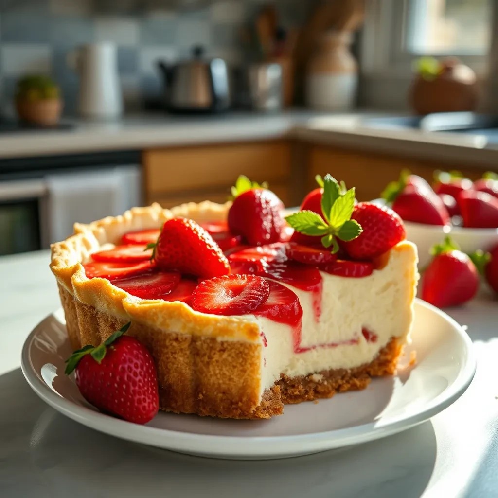 Delicious Strawberry Cheesecake Pie recipe