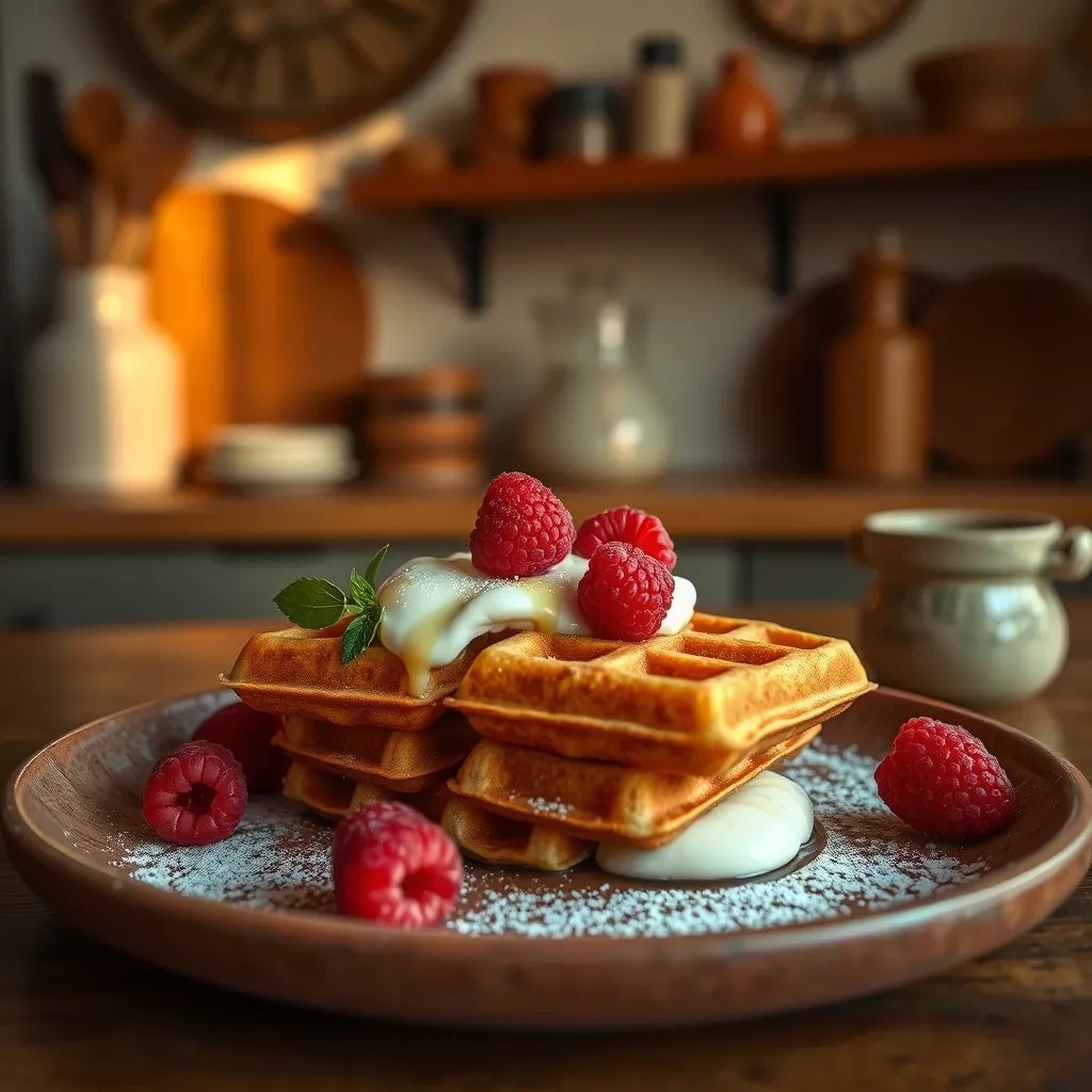 Eggnog Raspberry Waffles recipe