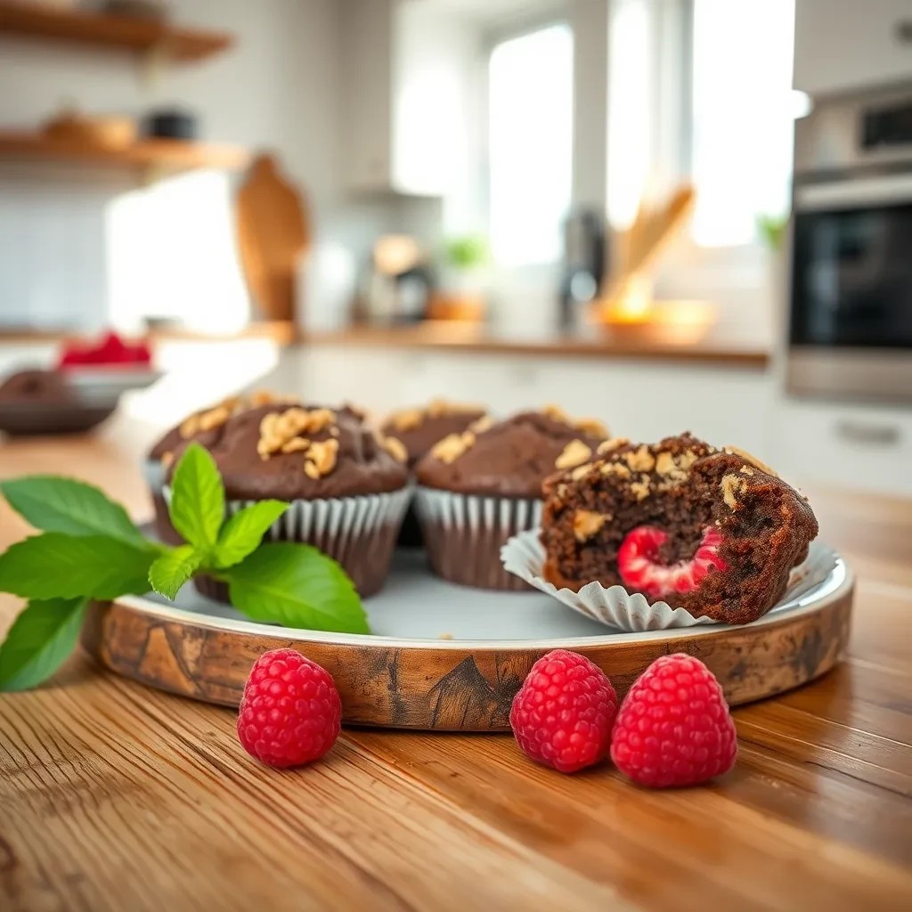 Nutty Raspberry Chocolate Muffins recipe