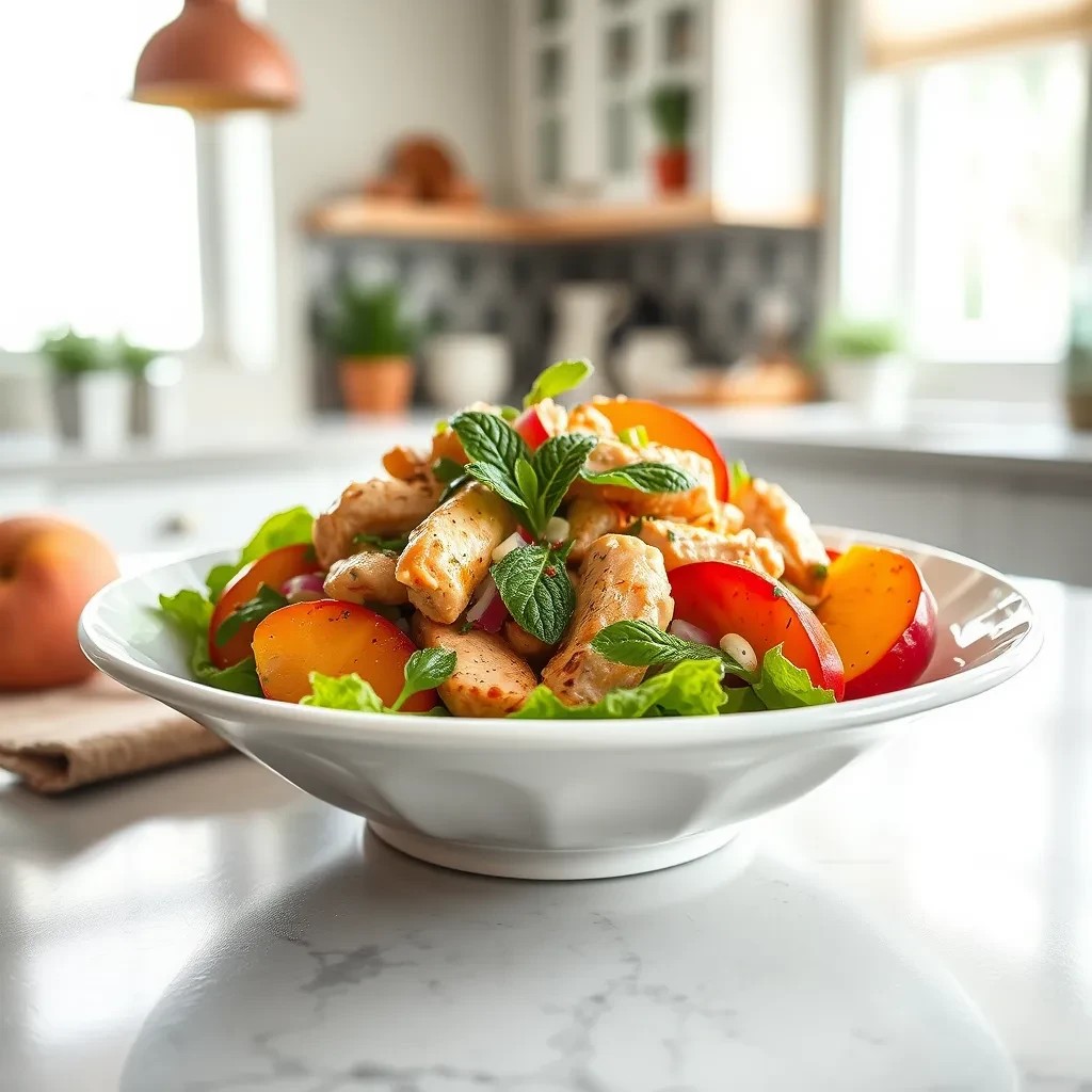 Refreshing Mint Peach Chicken Salad recipe