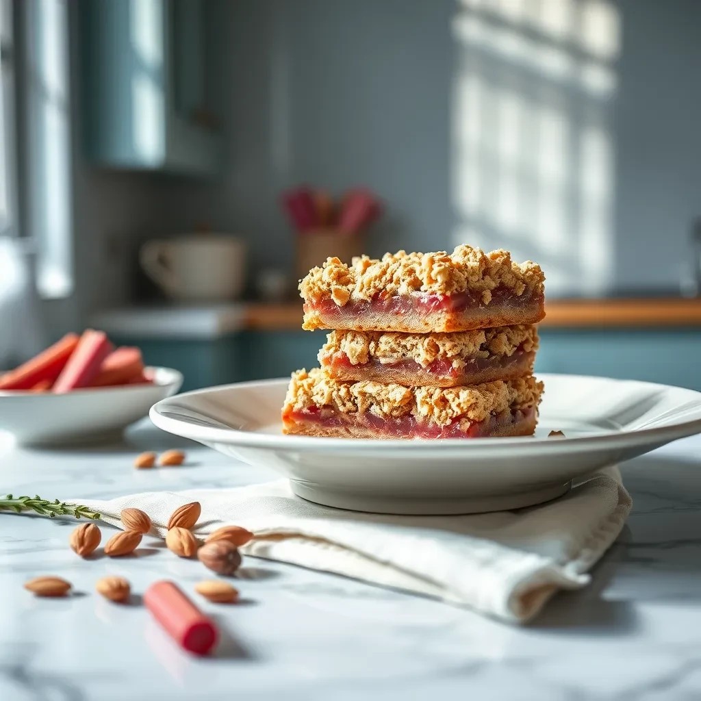 Rhubarb Almond Crumble Bars recipe