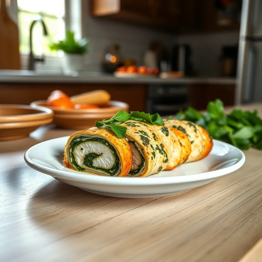 Savory Chicken Spinach Roulade recipe