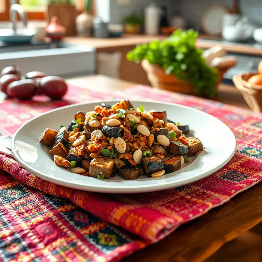 Savory Eggplant and Almond Medley recipe