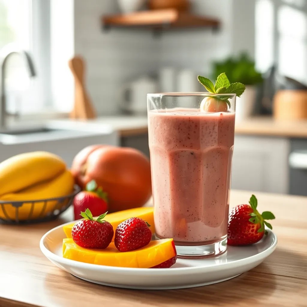 Strawberry Mango Protein Smoothie recipe