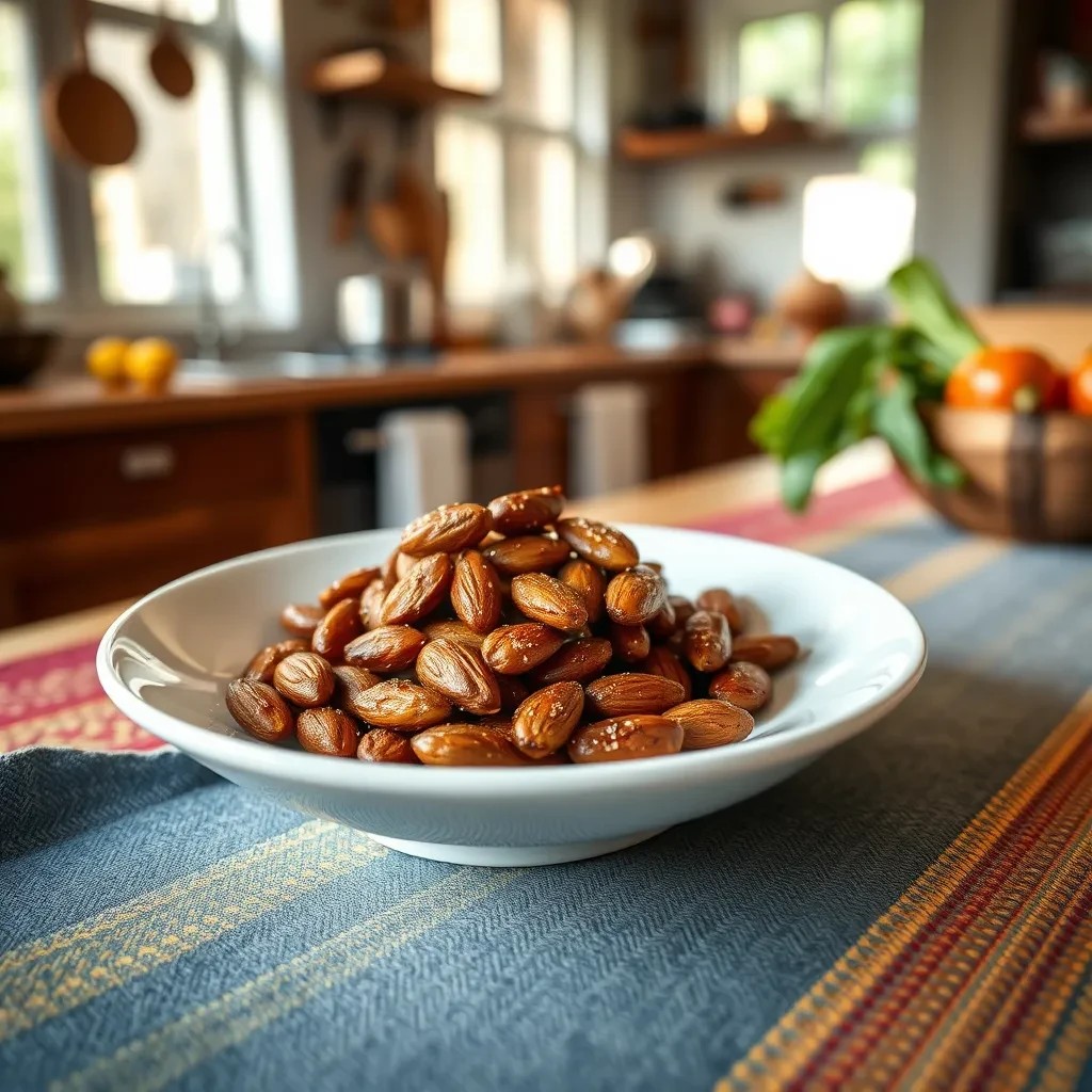 Sweet and Spicy Roasted Almonds recipe