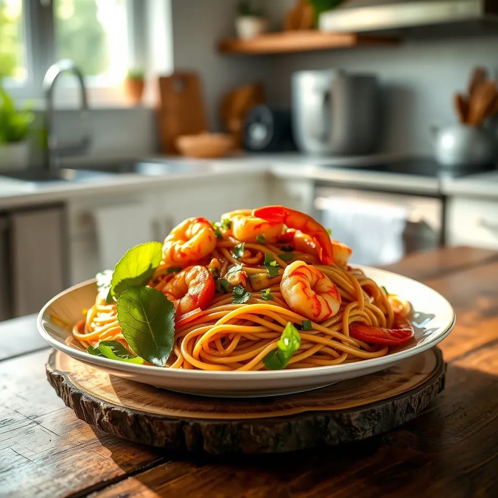 Spicy Shrimp Pad Thai Noodles recipe