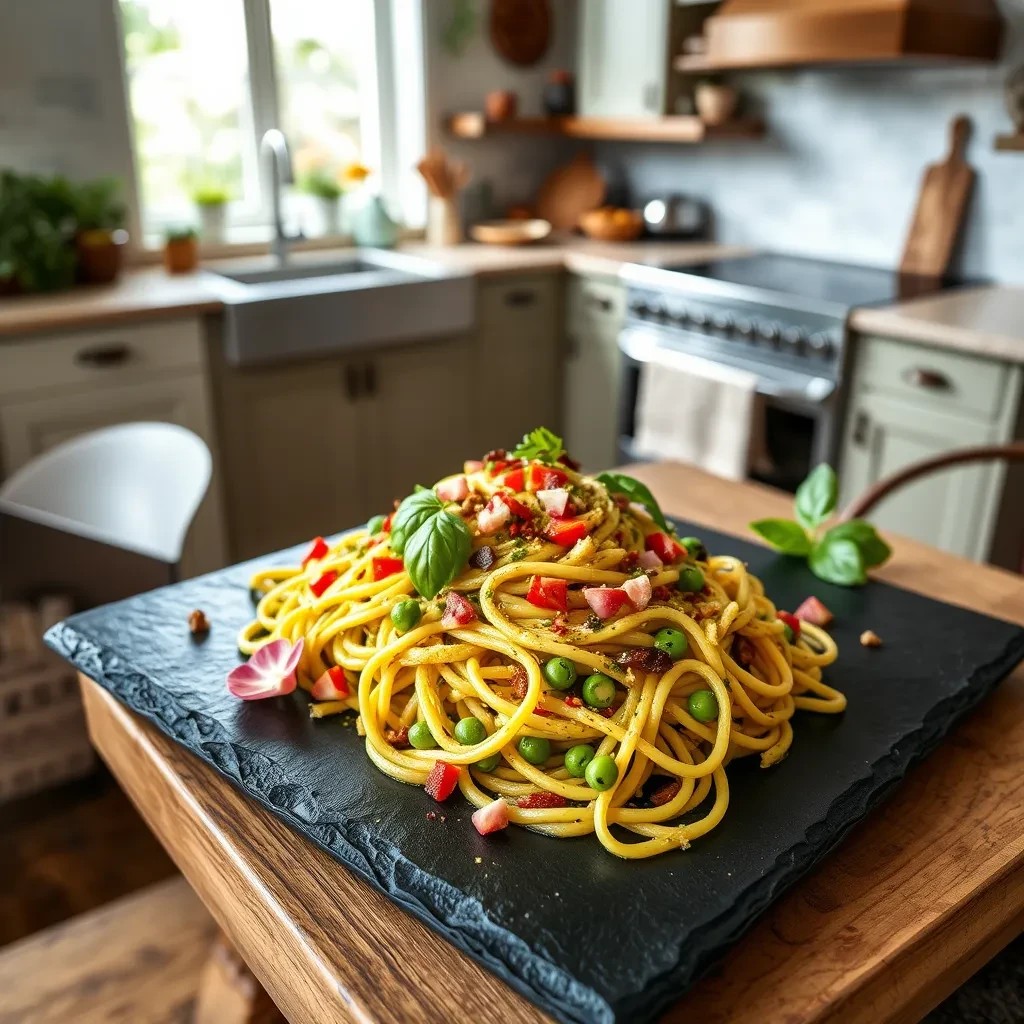 Sweet Pea Pesto Pasta Dish recipe